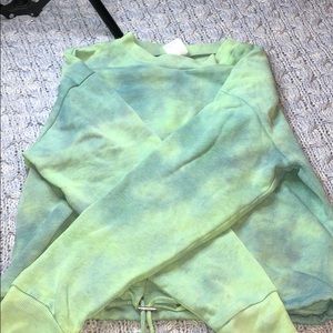 Tie dye cropped crew neck sweatshirt